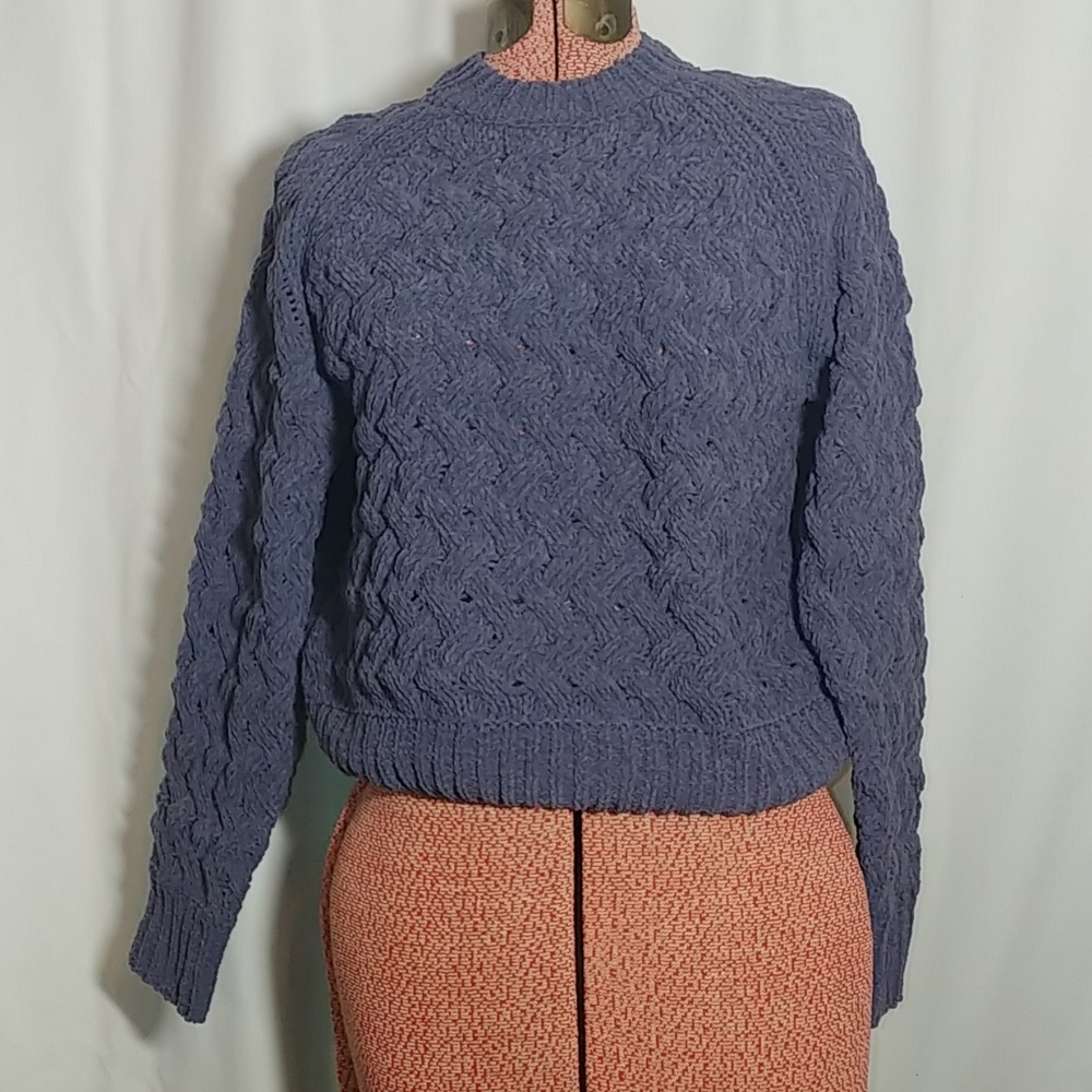 Kendall+Kylie Purple Cable Knit Crop Sweater XS